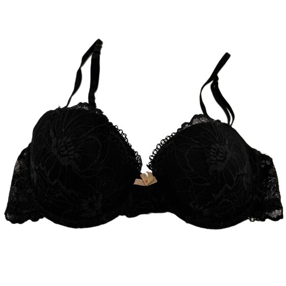 Heidi Klum Intimates Black Lace Underwire Bow Detail Bra Size 34B - Picture 1 of 6